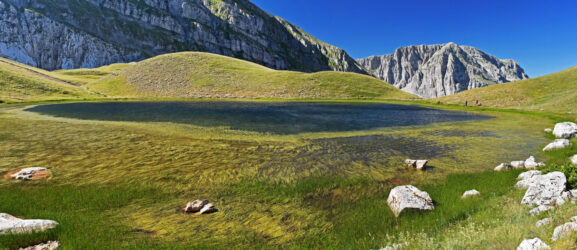 Drakolimni glacial lake on Mount Tymfi, Zagori, northern Greece